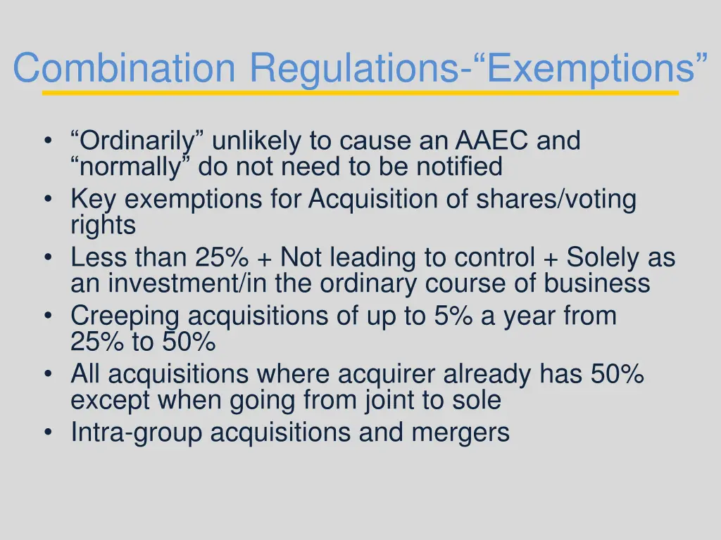 combination regulations exemptions