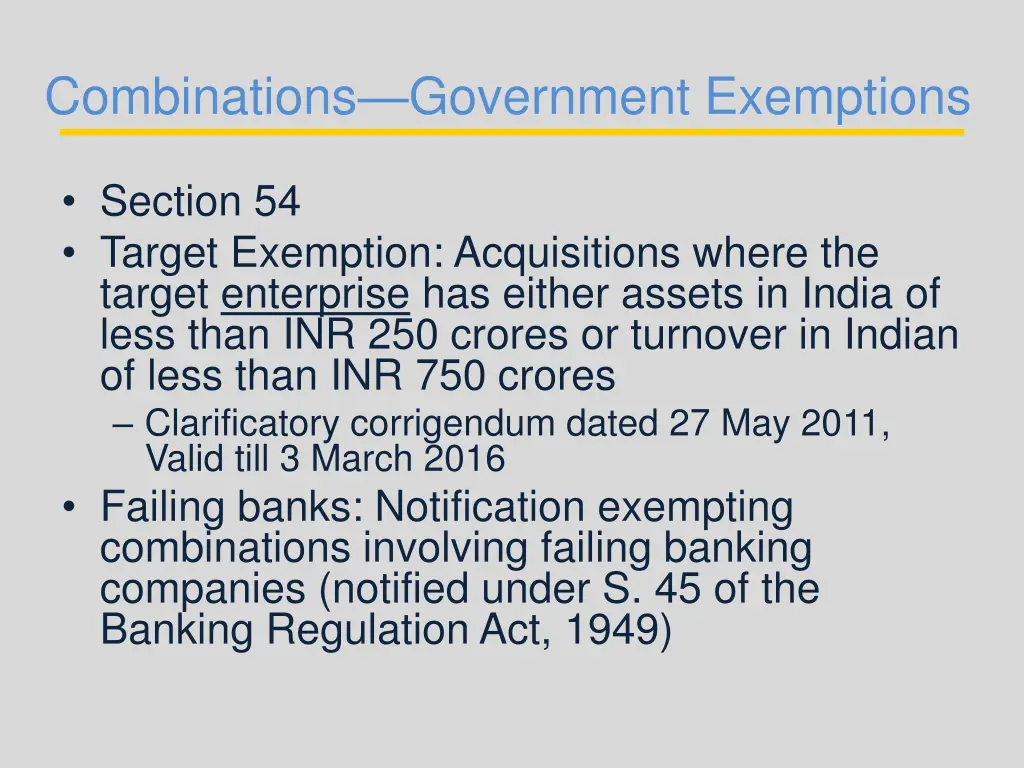 combinations government exemptions