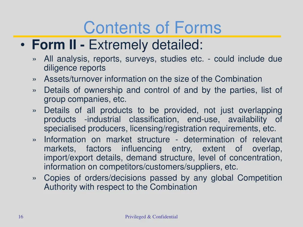 contents of forms form ii extremely detailed