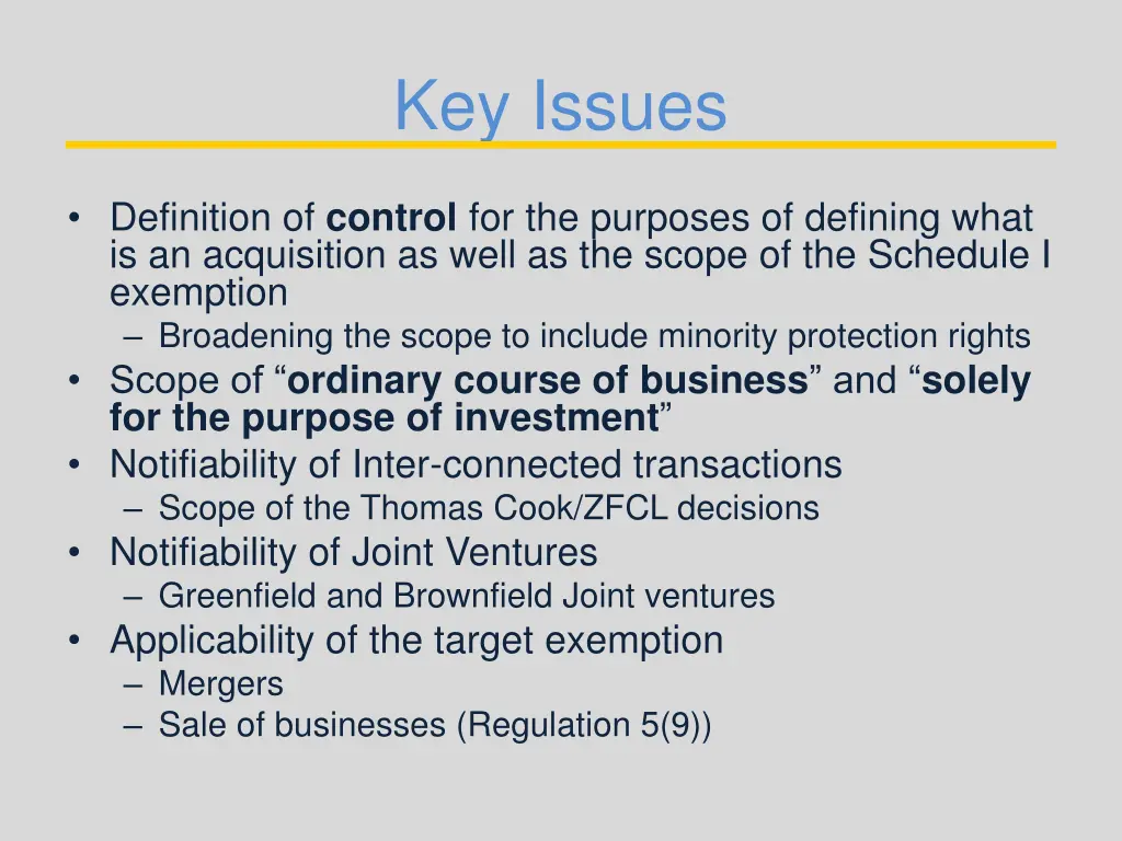 key issues