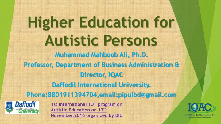 higher education for autistic persons muhammad