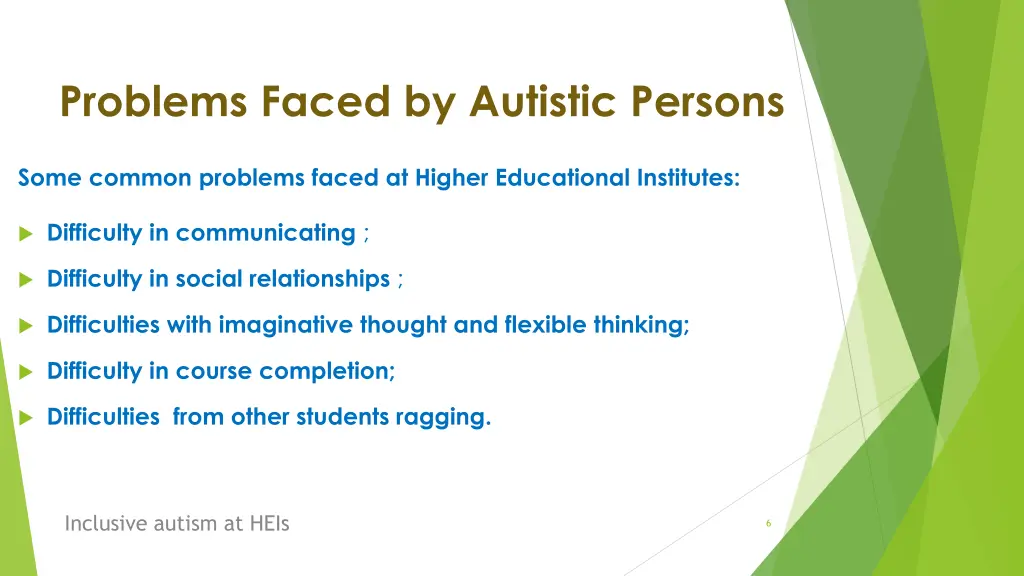 problems faced by autistic persons
