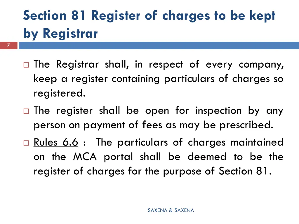 section 81 register of charges to be kept