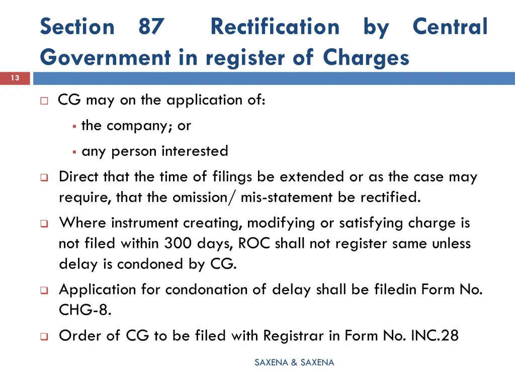 section 87 rectification by central government