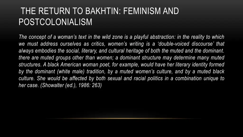 the return to bakhtin feminism and postcolonialism