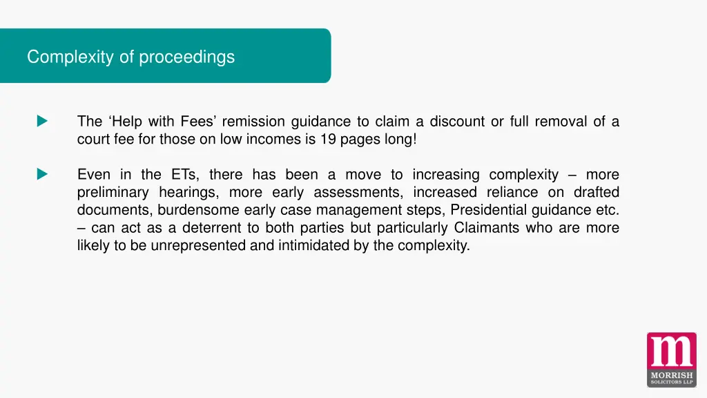 complexity of proceedings