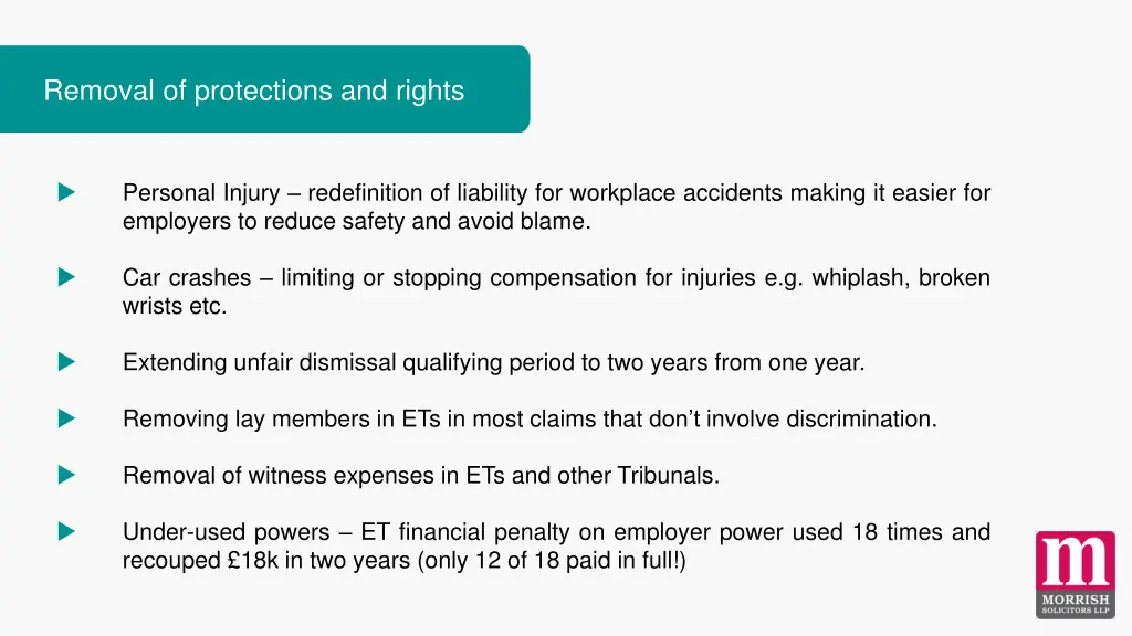 removal of protections and rights
