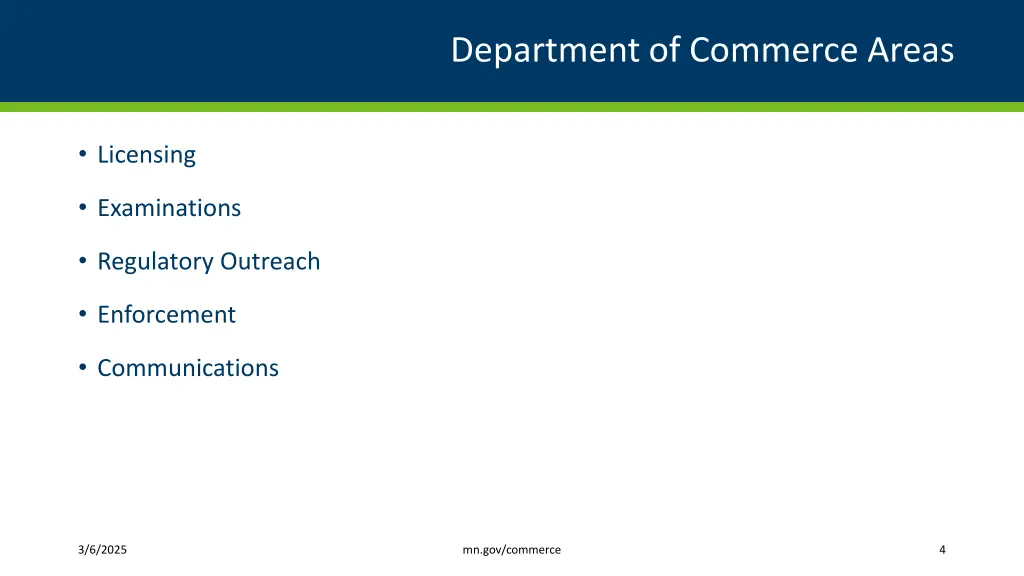 department of commerce areas