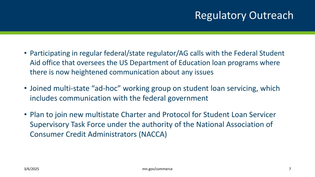 regulatory outreach