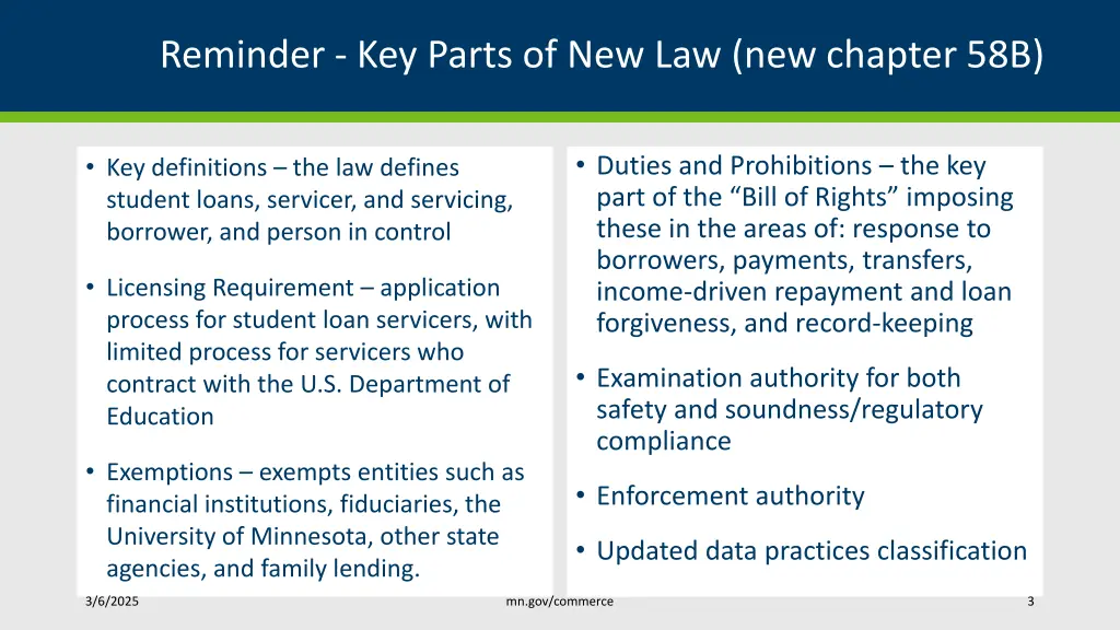 reminder key parts of new law new chapter 58b