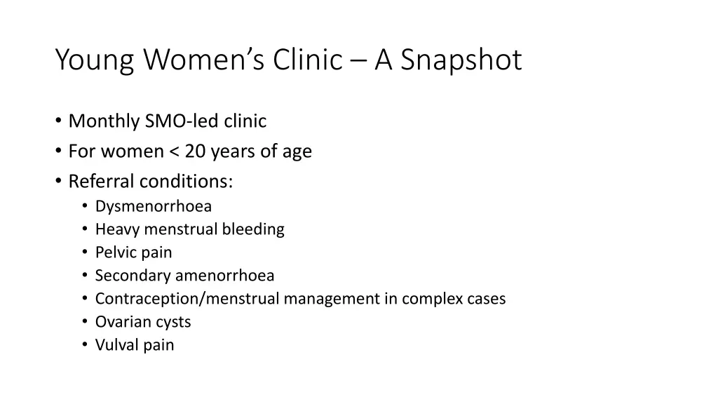 young women s clinic a snapshot