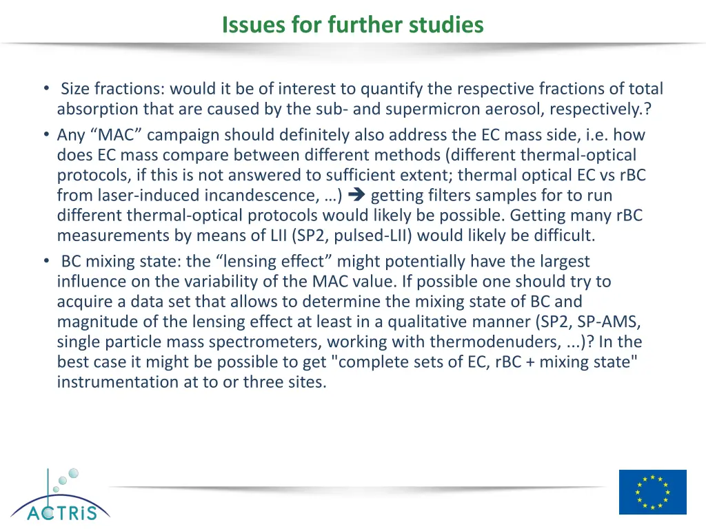 issues for further studies