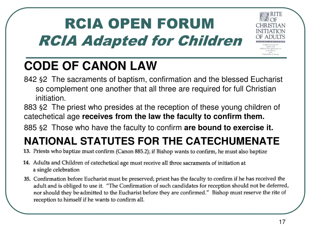 rcia open forum rcia adapted for children 15