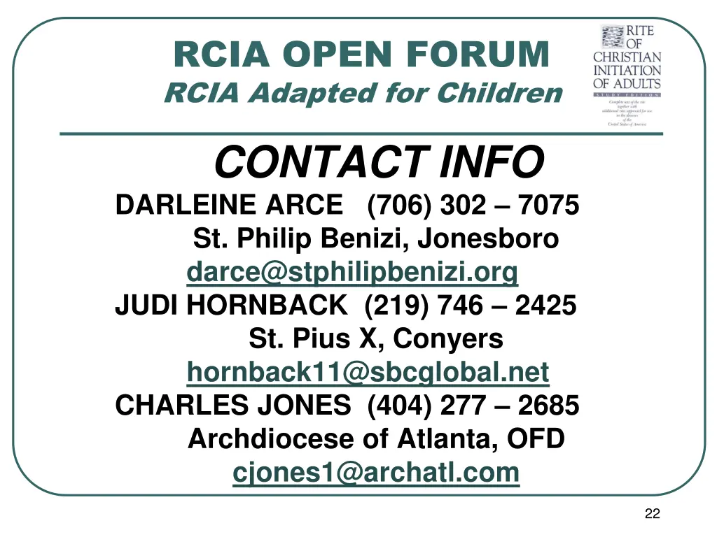 rcia open forum rcia adapted for children 20