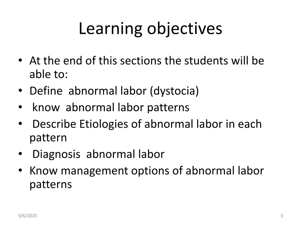 learning objectives