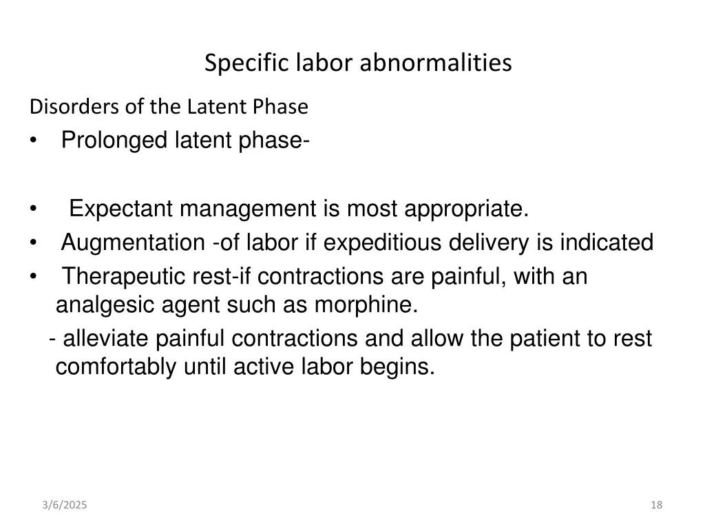 specific labor abnormalities