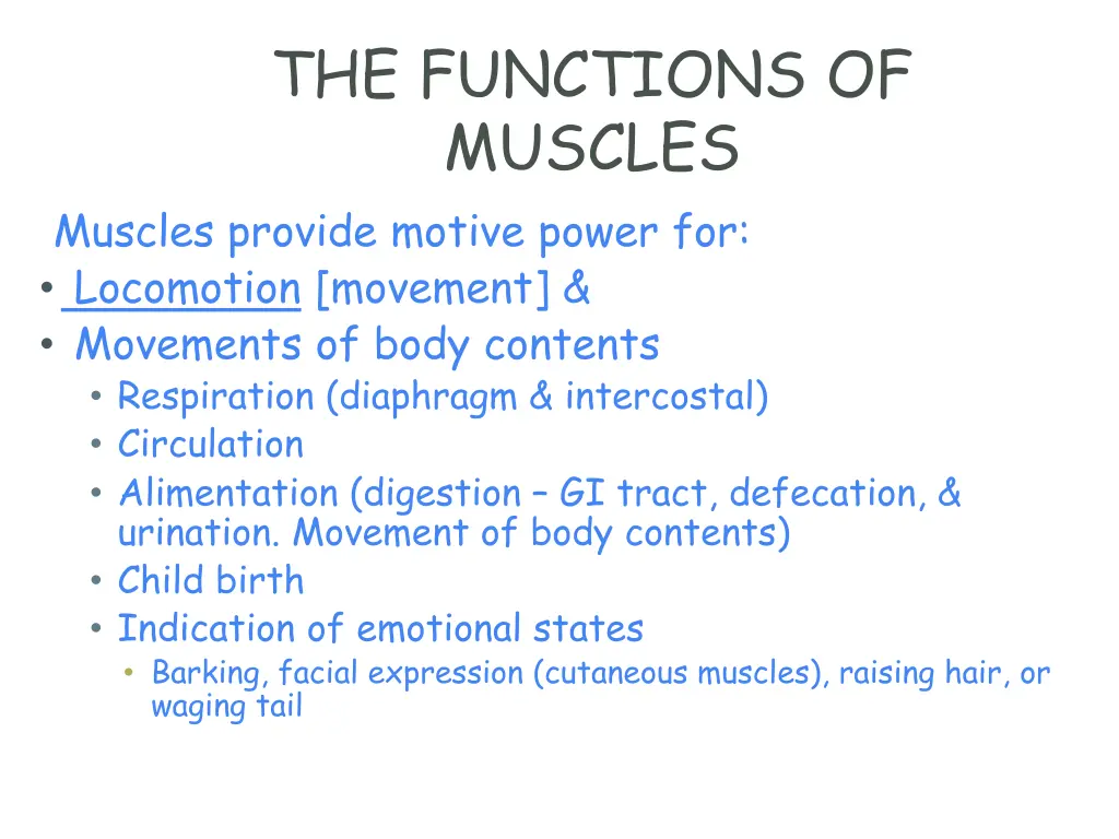 the functions of muscles muscles provide motive