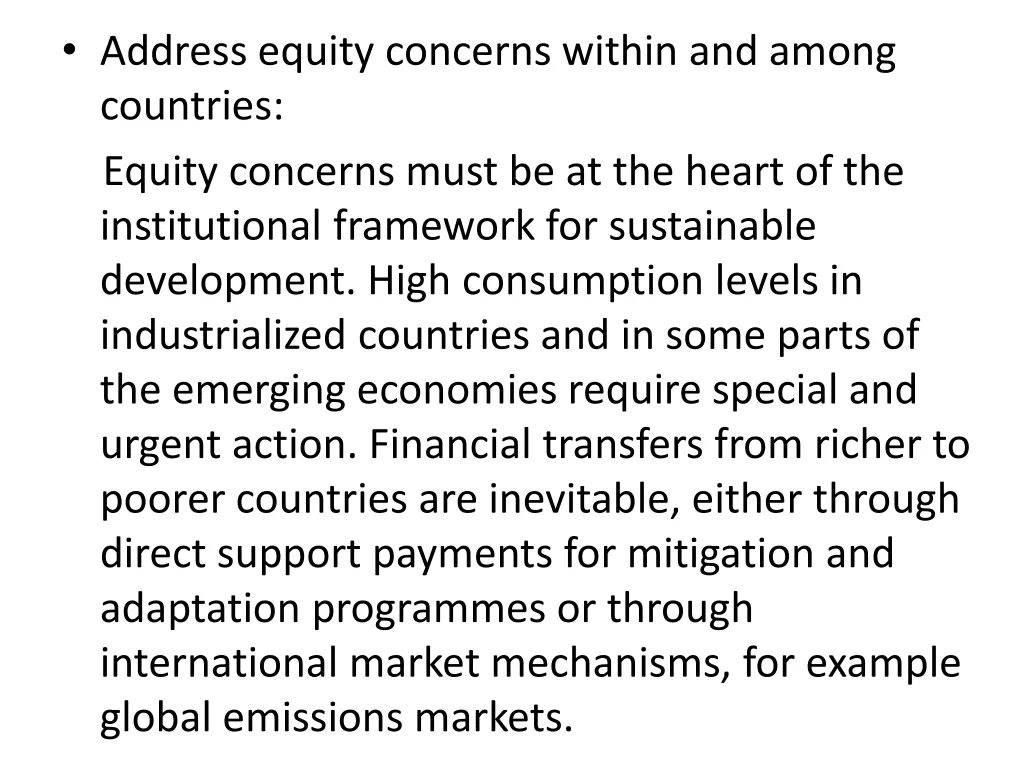 address equity concerns within and among 1