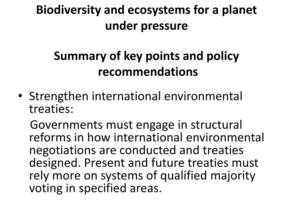 biodiversity and ecosystems for a planet under