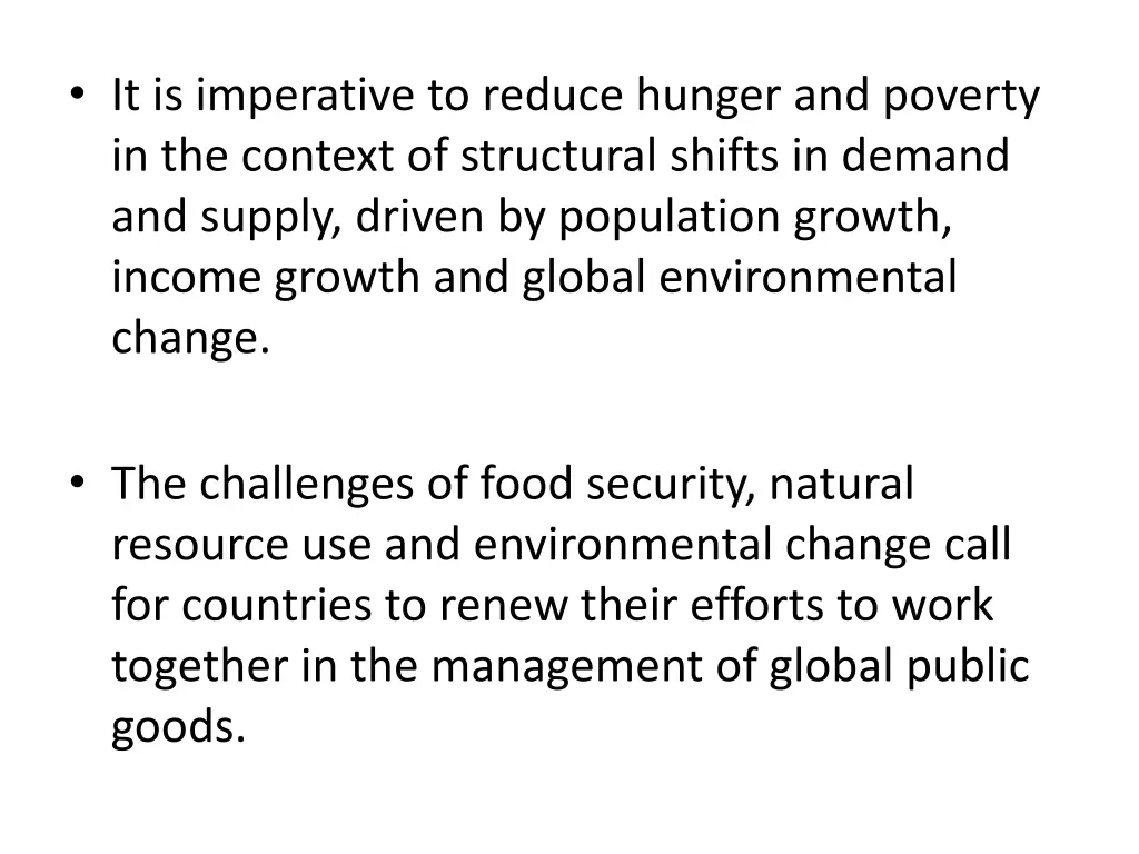 it is imperative to reduce hunger and poverty