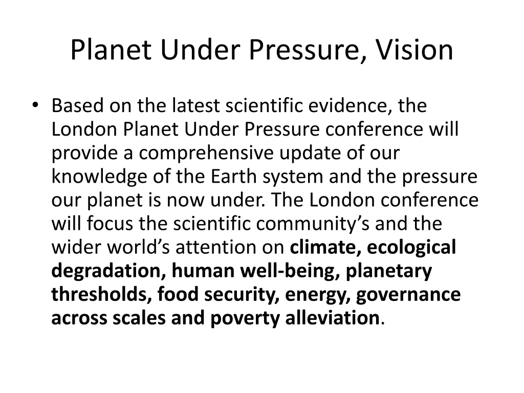 planet under pressure vision