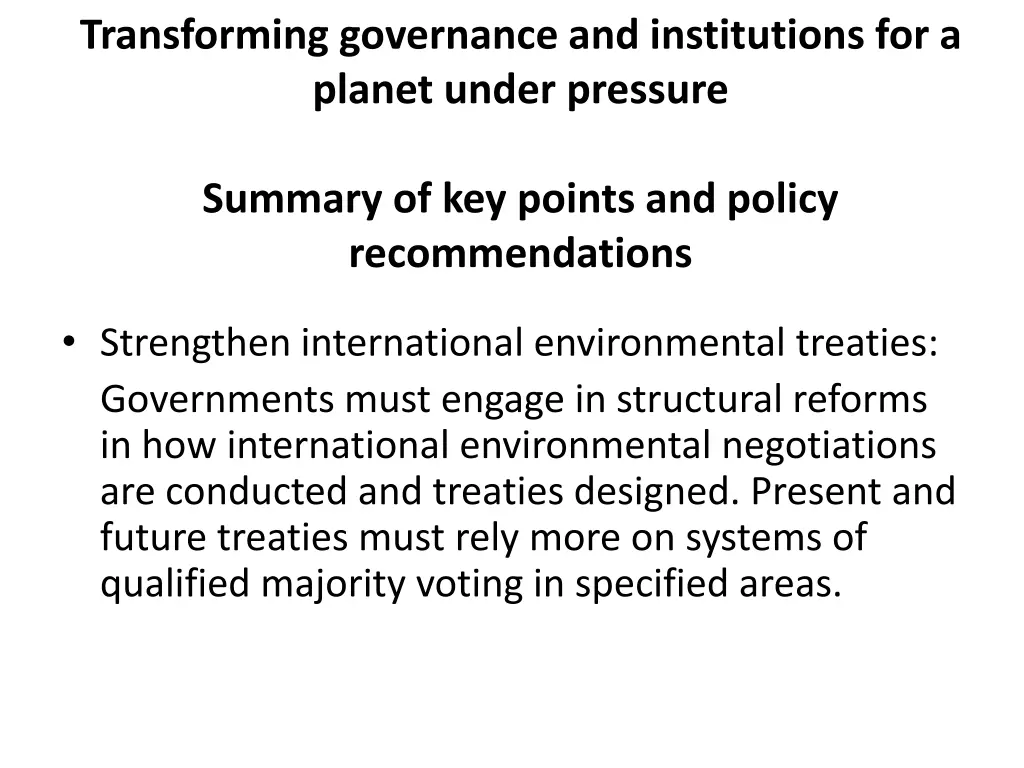 transforming governance and institutions