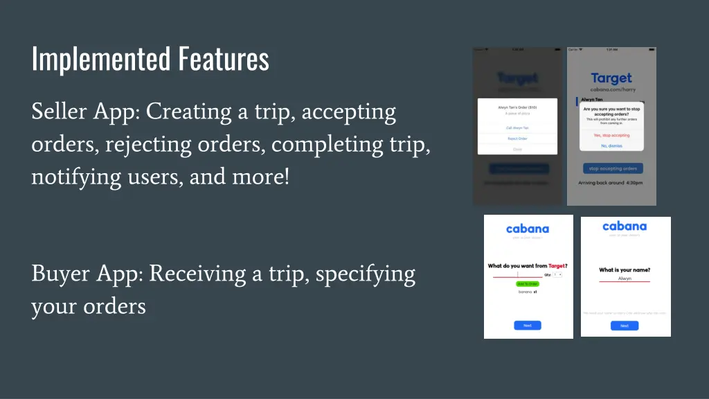 implemented features