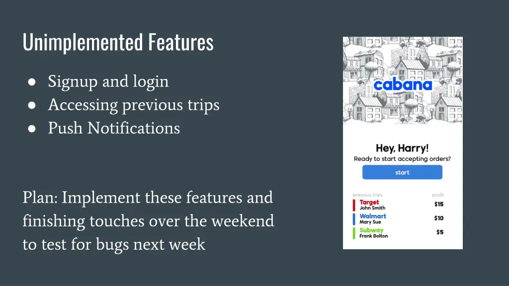 unimplemented features