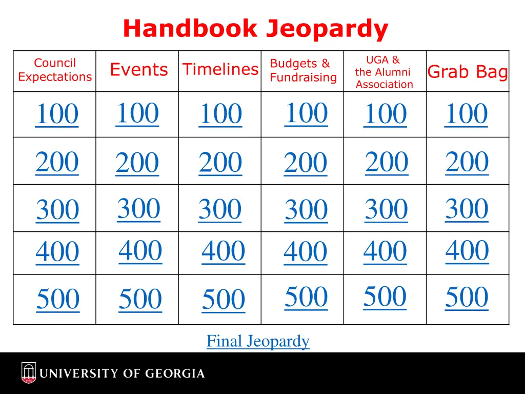 handbook jeopardy