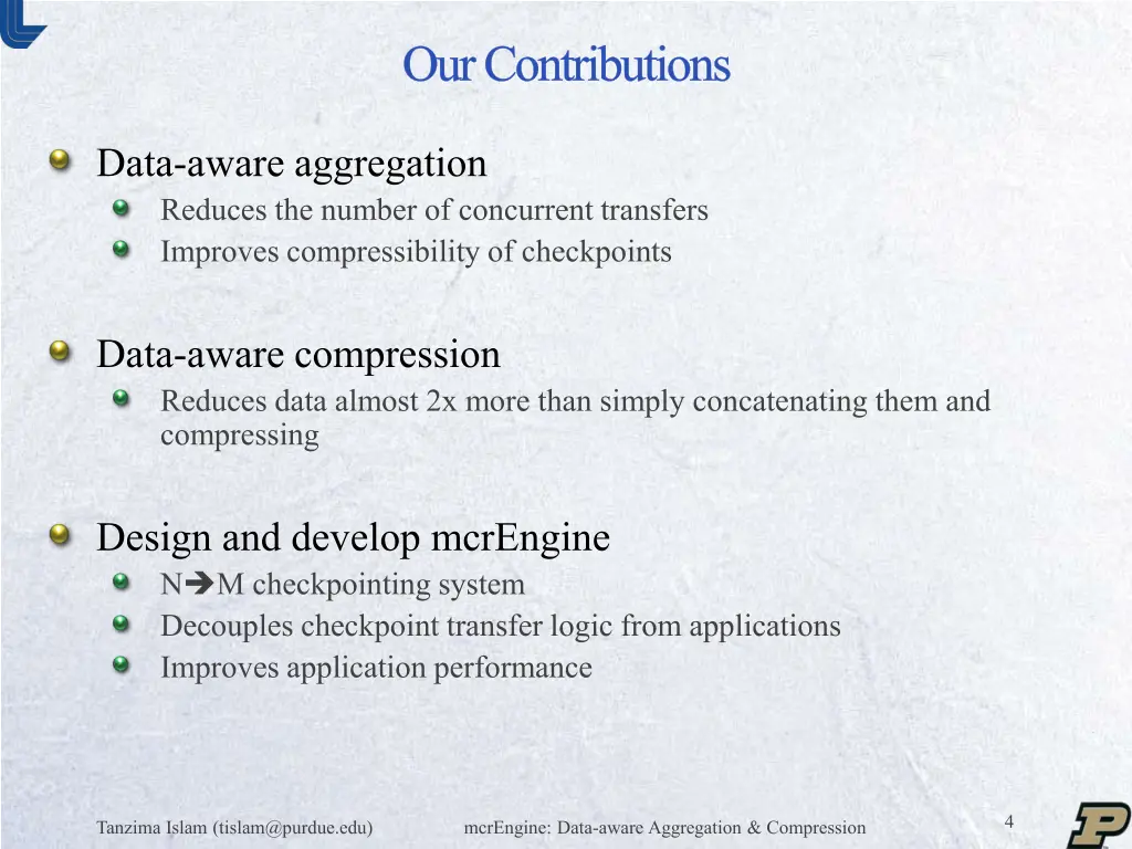 our contributions