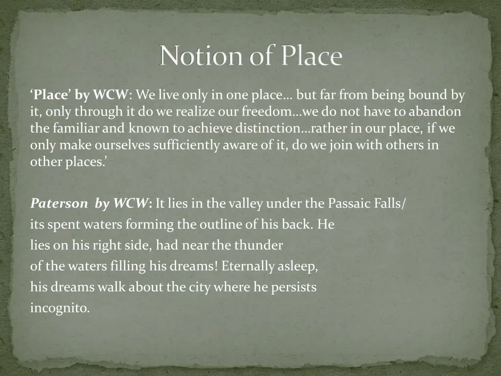 notion of place