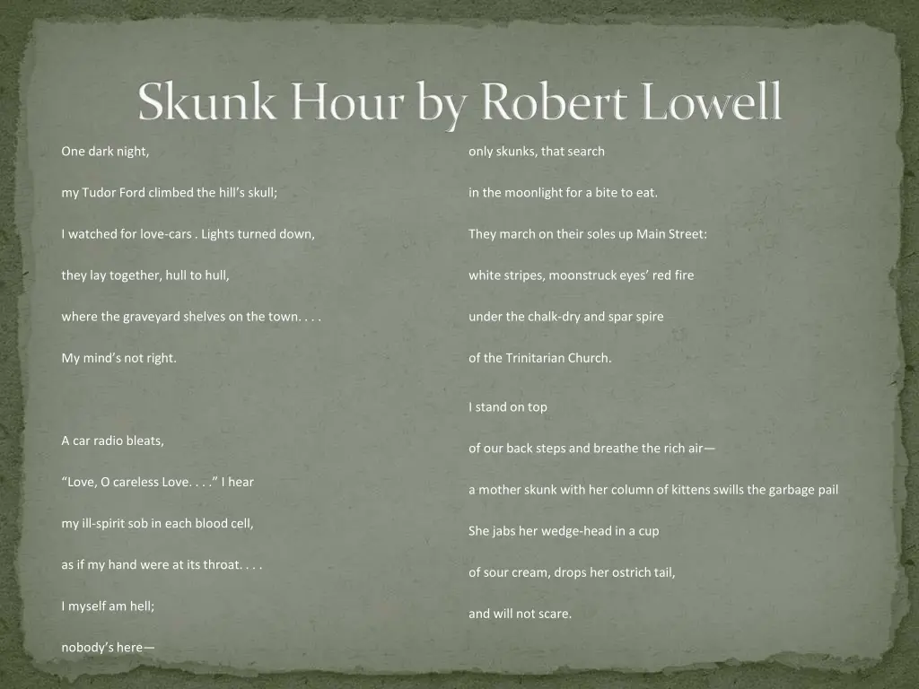 skunk hour by robert lowell 1