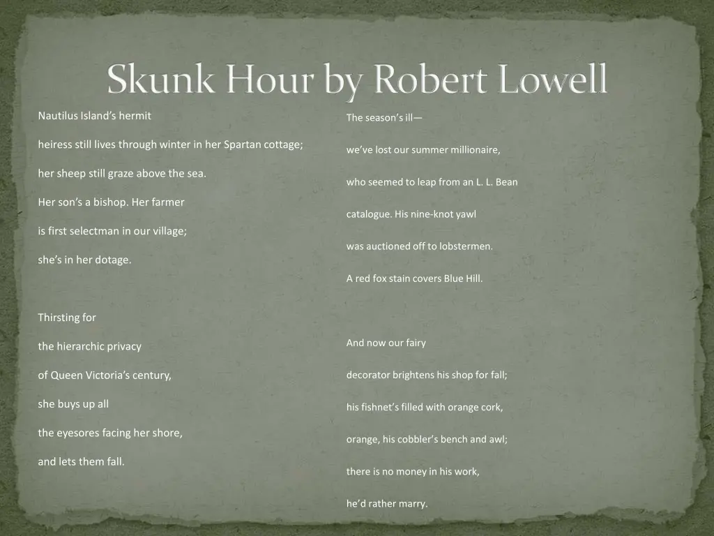 skunk hour by robert lowell