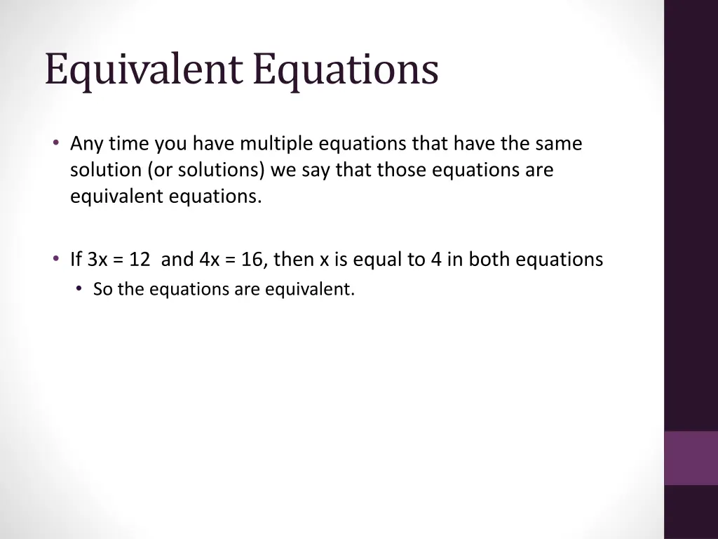 equivalent equations