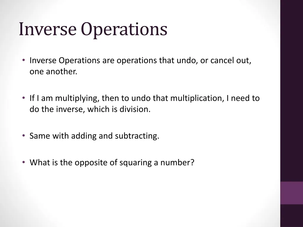 inverse operations