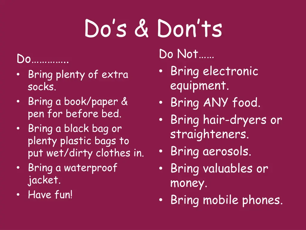 do s don ts