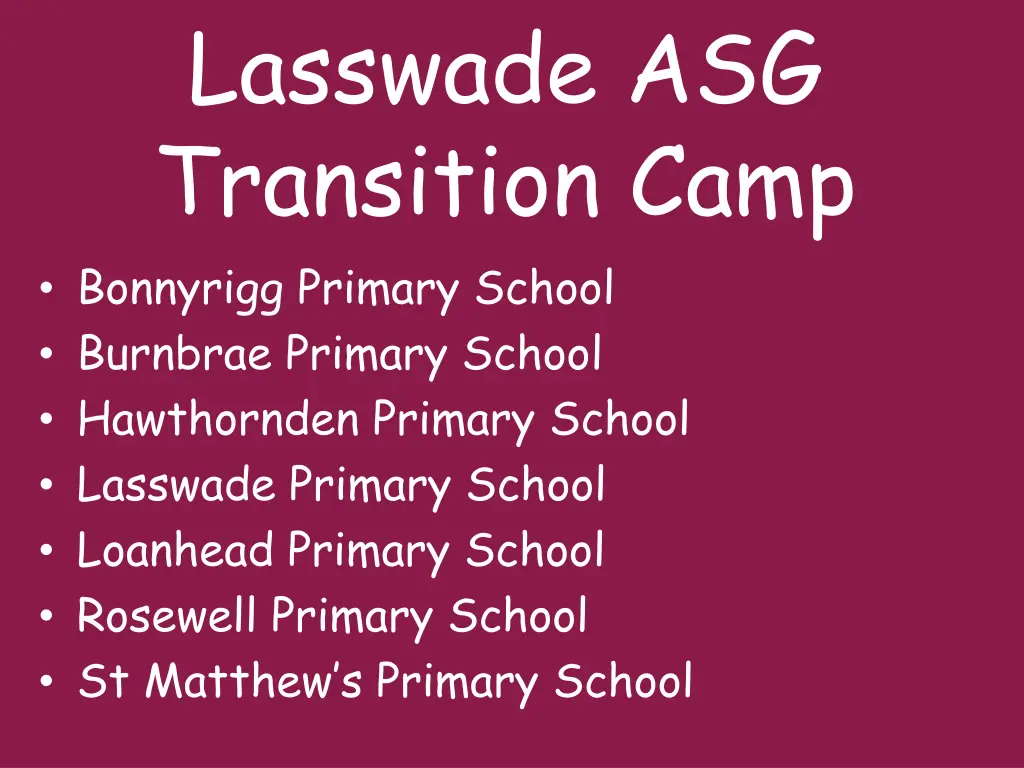 lasswade asg transition camp bonnyrigg primary