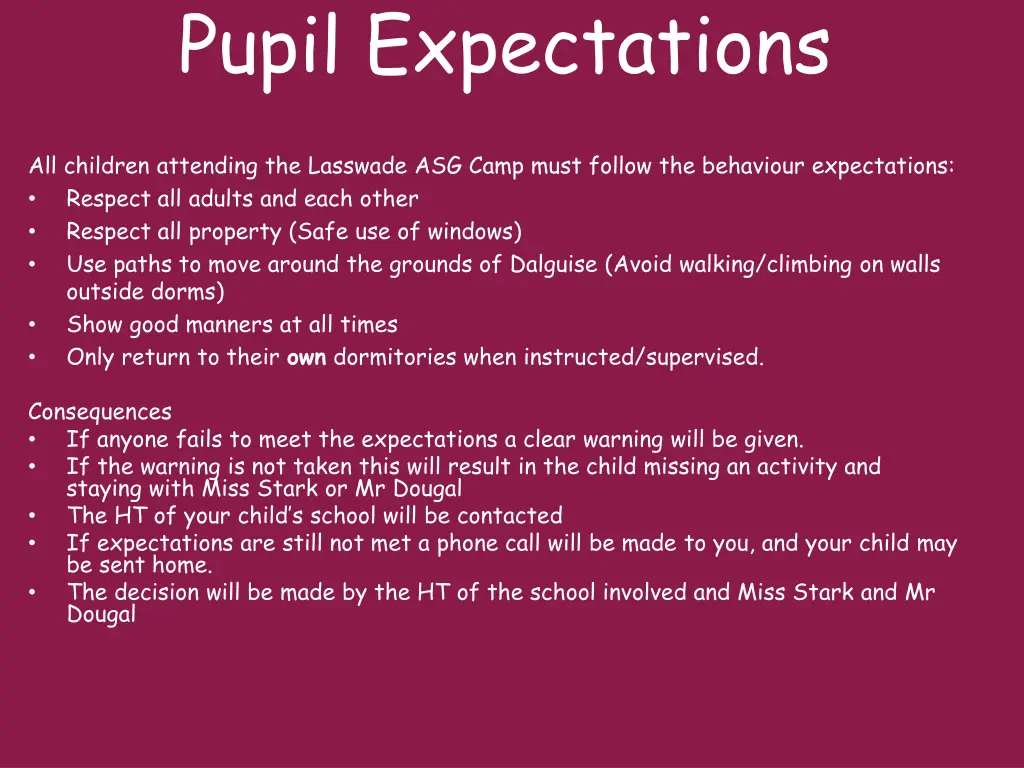 pupil expectations