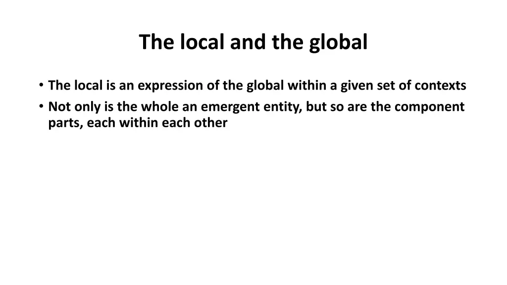 the local and the global