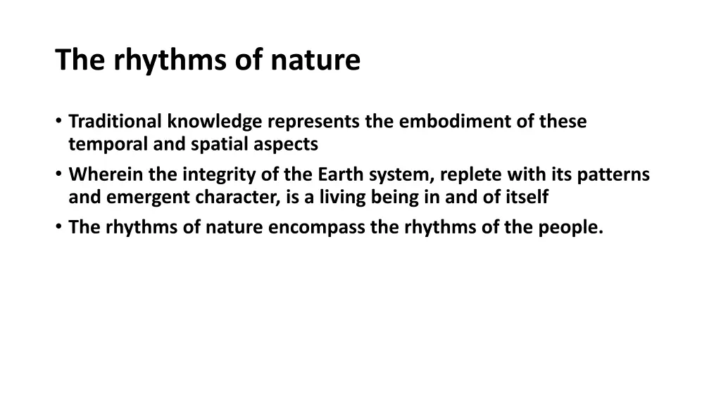 the rhythms of nature