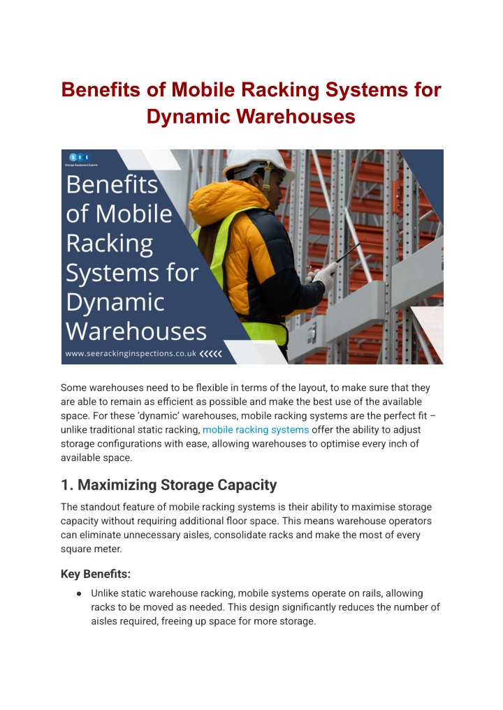benefits of mobile racking systems for dynamic