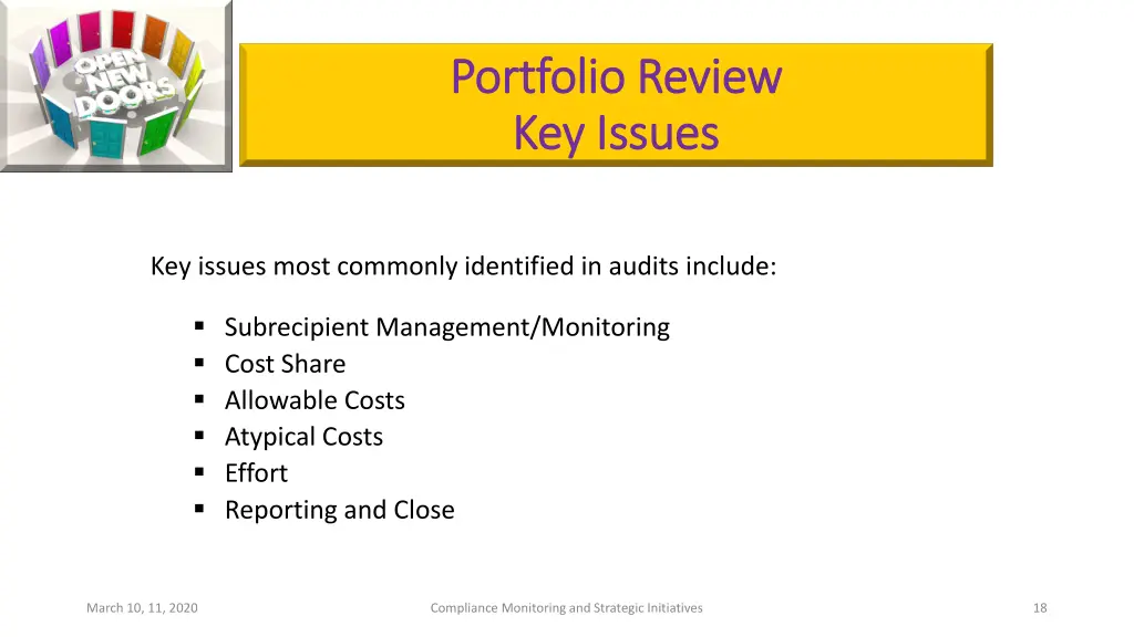 portfolio review portfolio review key issues