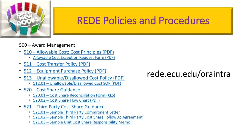 rede policies and procedures rede policies