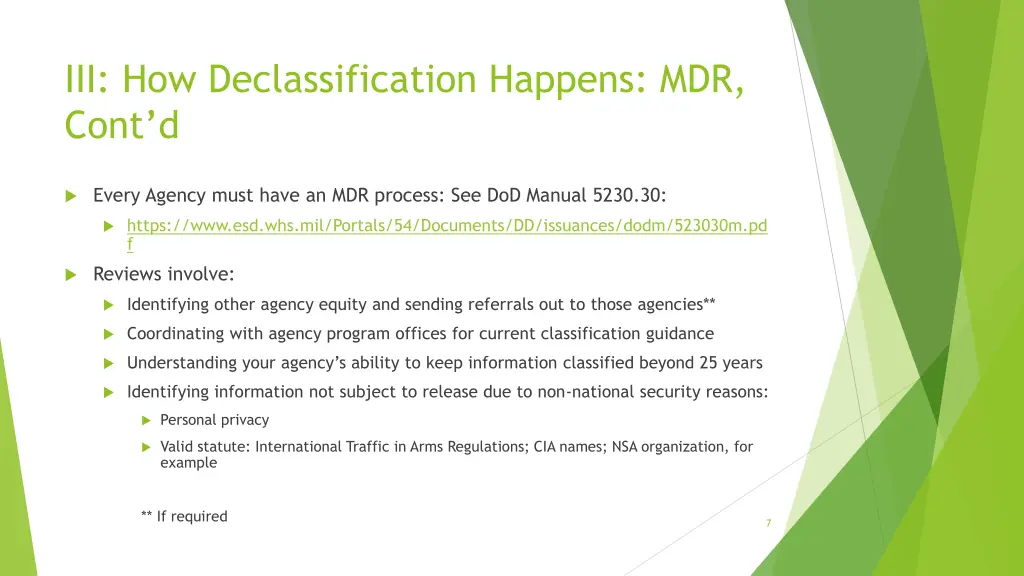 iii how declassification happens mdr cont d