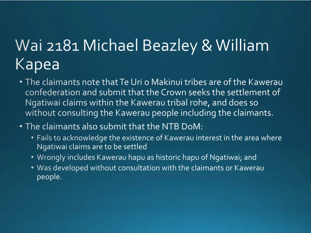 wai 2181 michael beazley william kapea