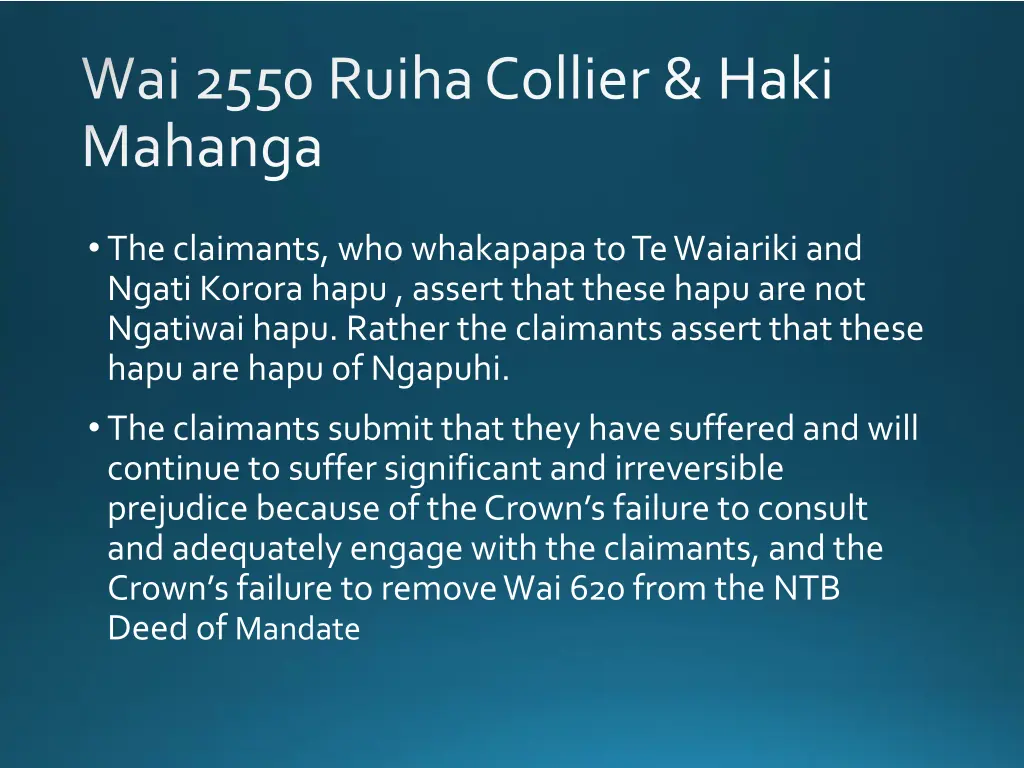 wai 2550 ruihacollier haki mahanga