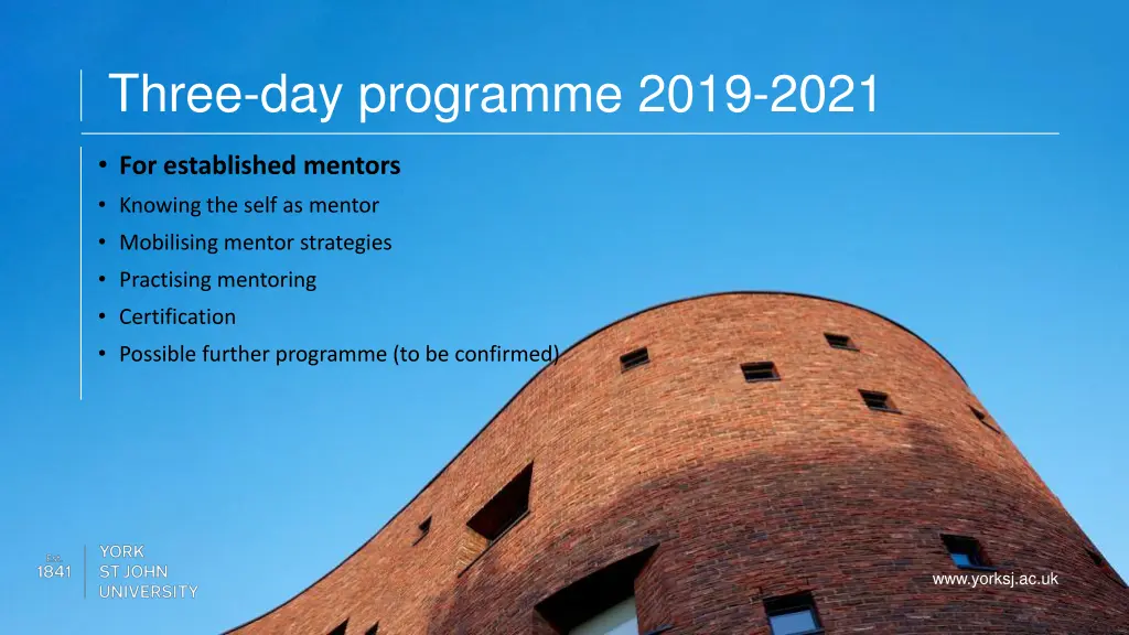 three day programme 2019 2021
