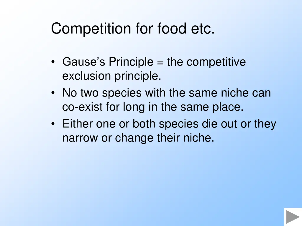 competition for food etc