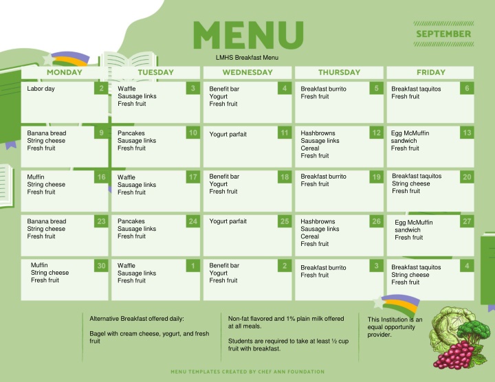 lmhs breakfast menu