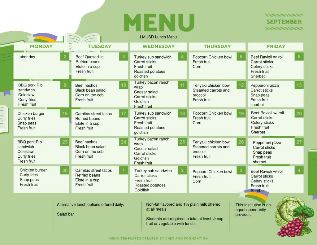 lmusd lunch menu
